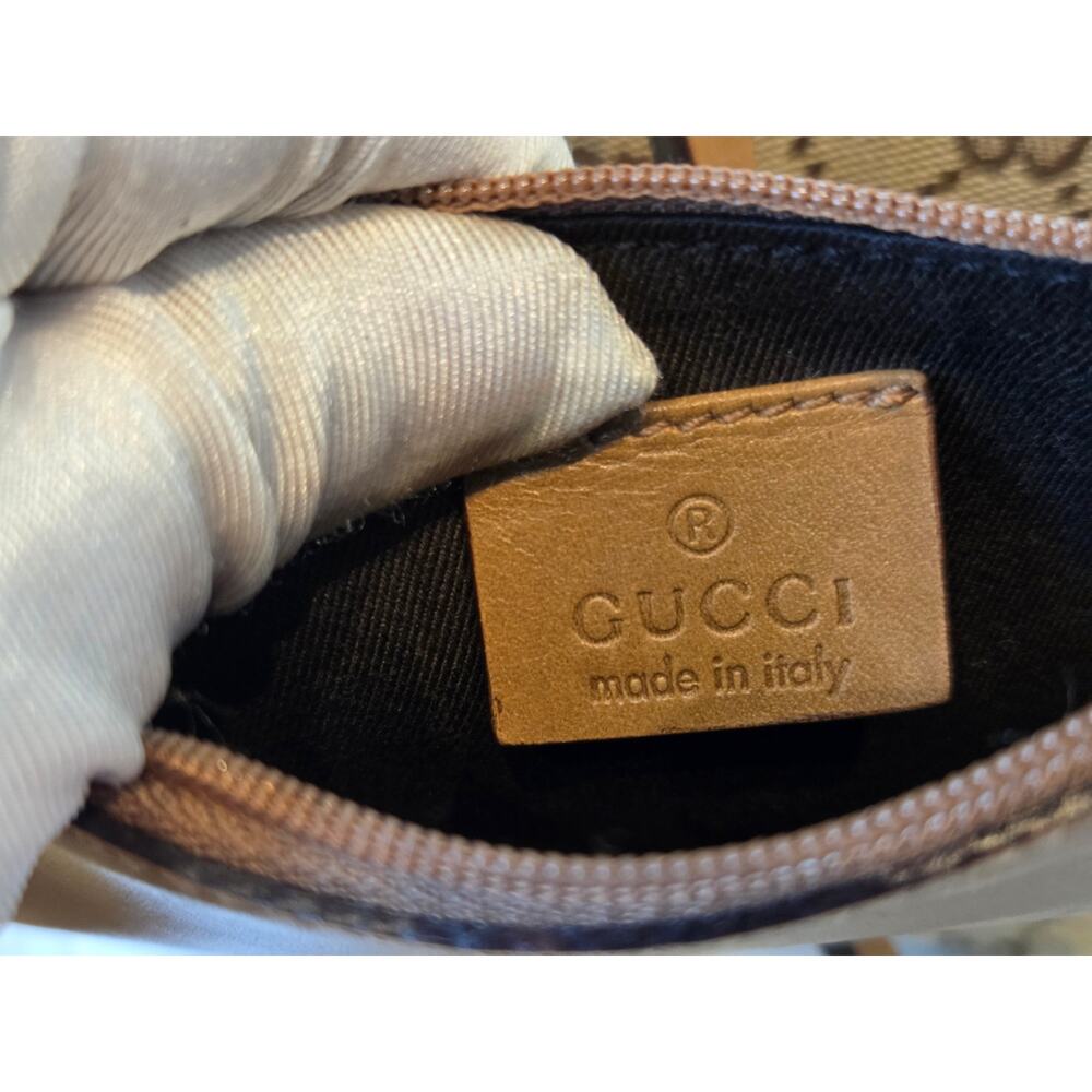 Gucci GG Canvas Supreme Tote Bag w/ Pouch Beige Brown Leather Shoulder - Picture 11 of 15